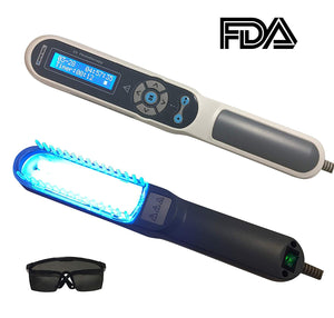 FDA Approved Hand Held UV Phototherapy Light Therapy for Skin Disorders, Body & Scalp Treatment, 100% Safe & Effective, Home Use, with Comb Attachment & Safety Glasses